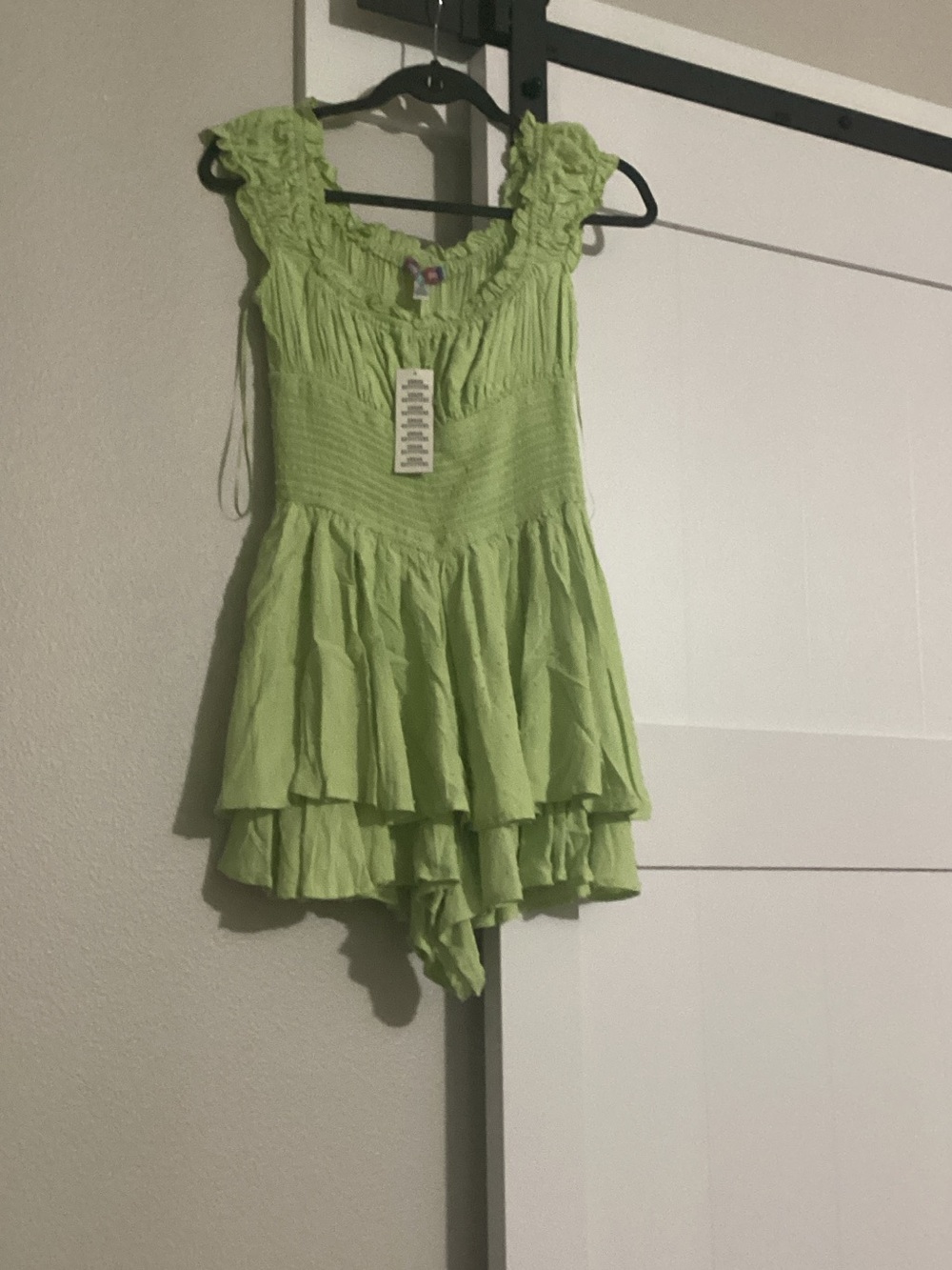 Urban Outfitters Lime Green Ruffled Tiered Tank